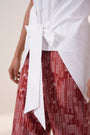 Martina Ii - Bow Clutch Top With Printed Bell Bottoms