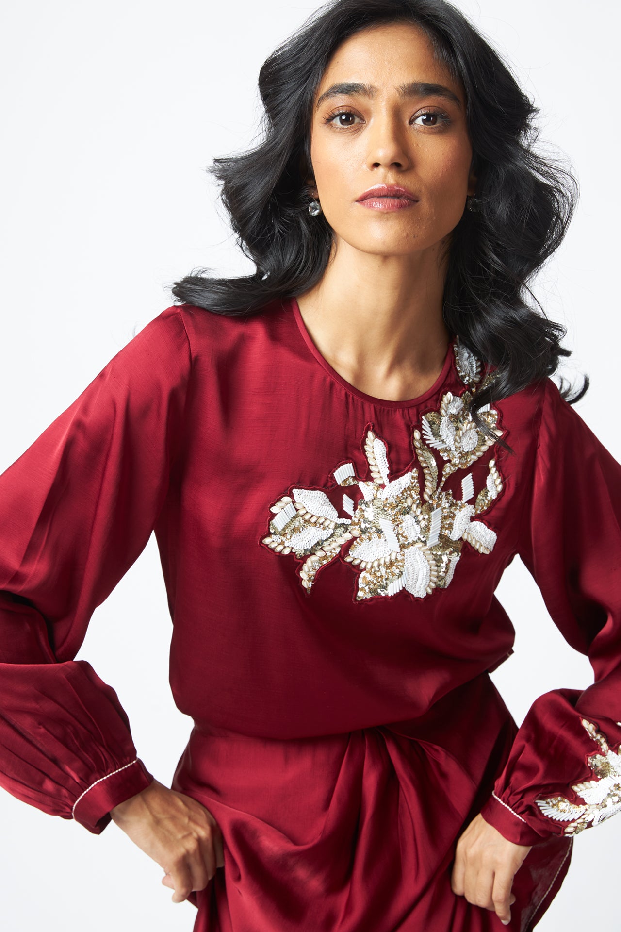 Cathy - One Piece Blouson Drape Skirt