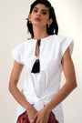 Martina Ii - Bow Clutch Top With Printed Bell Bottoms