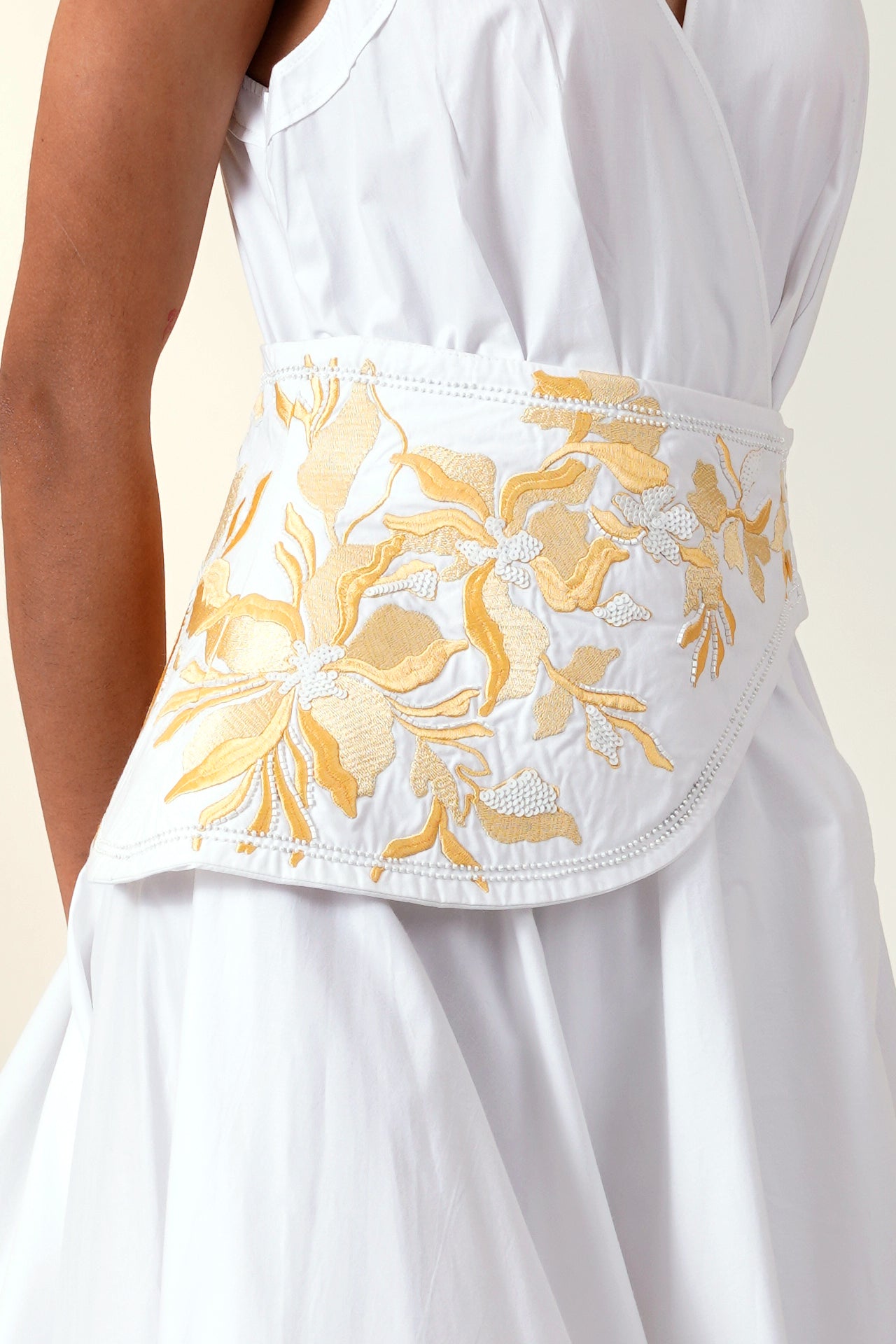 Dona - Lava Long Dress With Corset Belt - AJILIYAA White / 3XL Dona - Lava Long Dress With Corset Belt - AJILIYAA White / 3XL