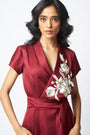 Ravena - Floral Broach Long Wrap Dress