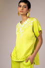Scalloped Neck Top & Retro Pants