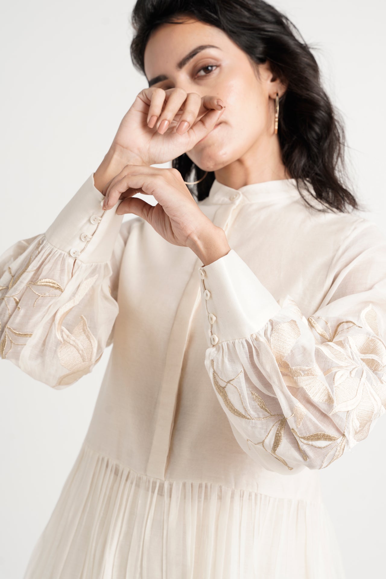 Micro-Gathered Peplum Tunic Set