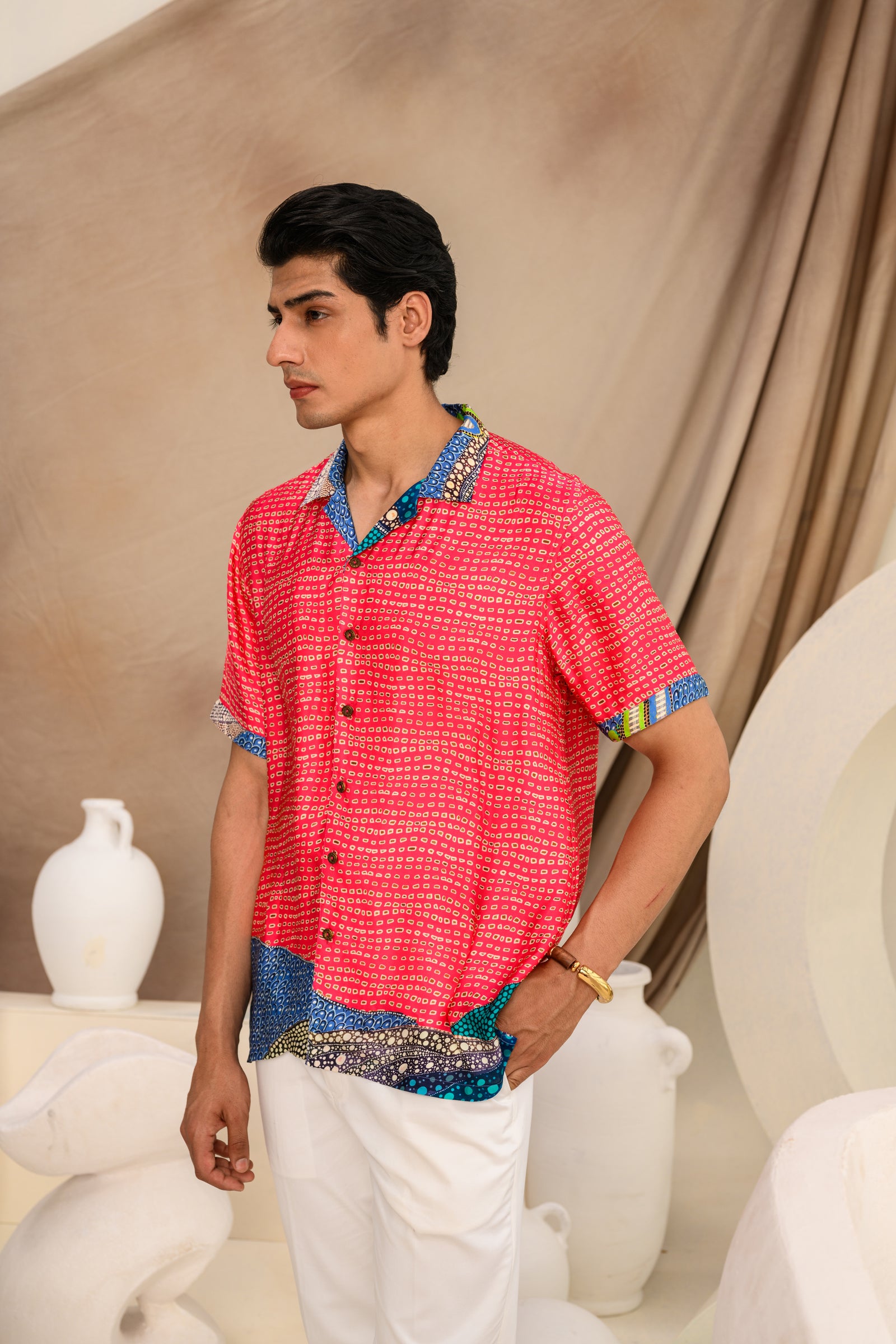 Coral mens half sleeve shirt set