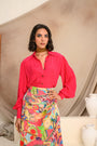 Hot pink shirt with frenzy skirt set