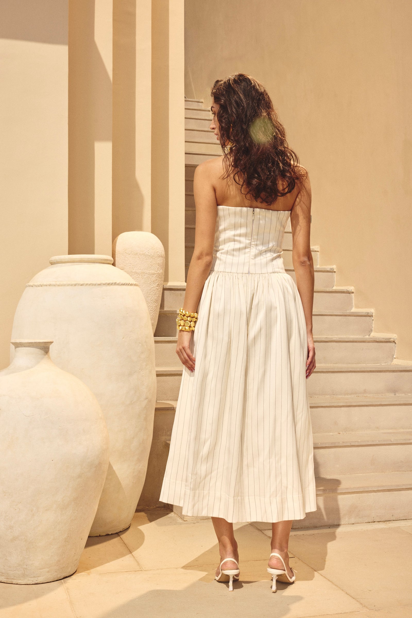 esther midi dress Women's Esther A-line One Shoulder Taffeta Midi Dress S/M/L/Customize Beige MEAN BLVD Beige / S