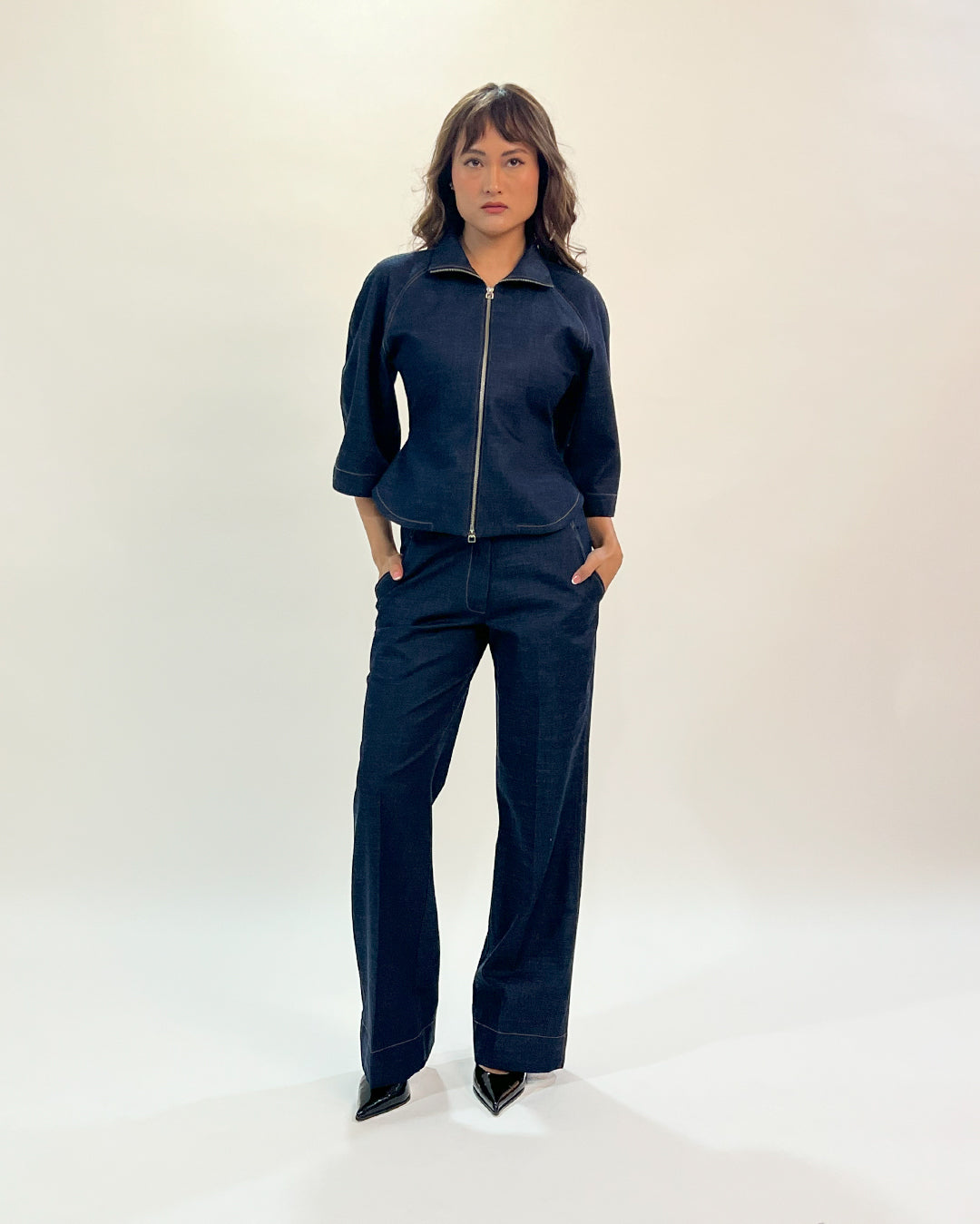 Flared denim pants