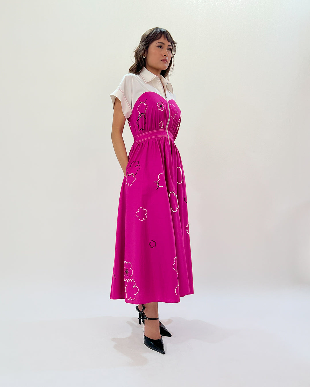 Ditsy Cup Zip Dress