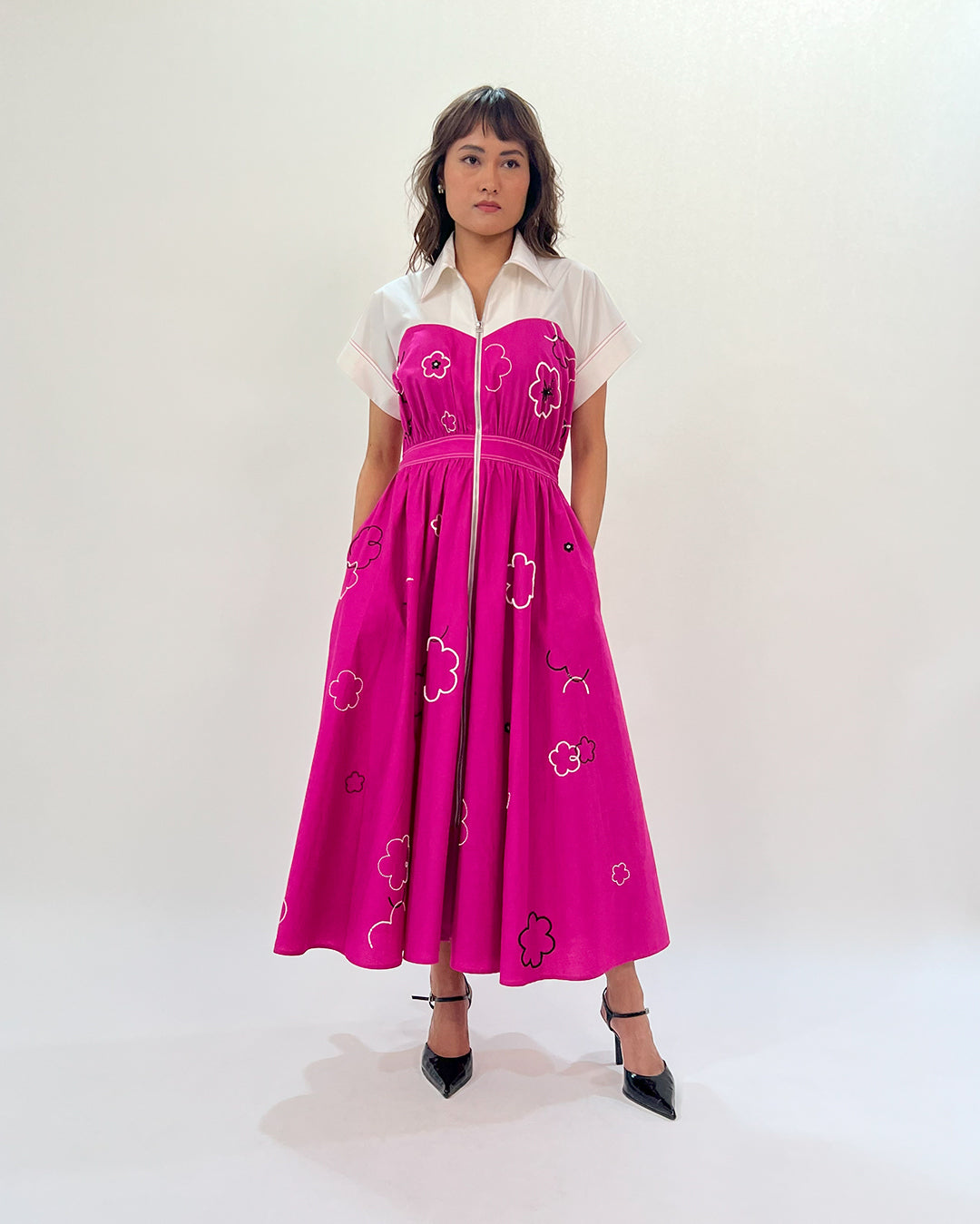 Ditsy Cup Zip Dress
