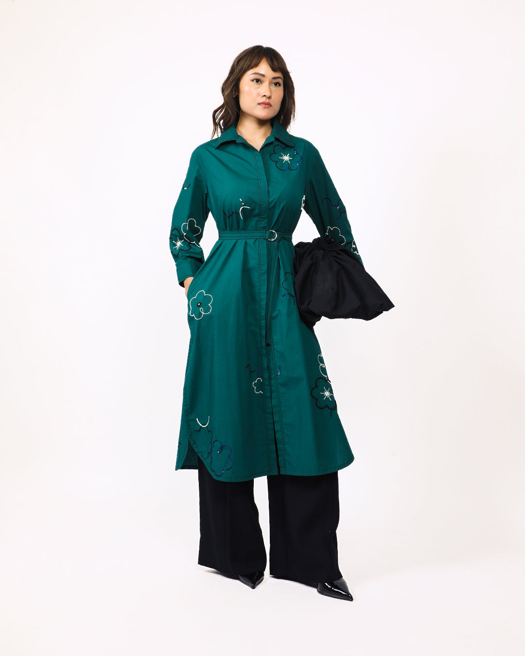 Ditsy embroidered fence shirt