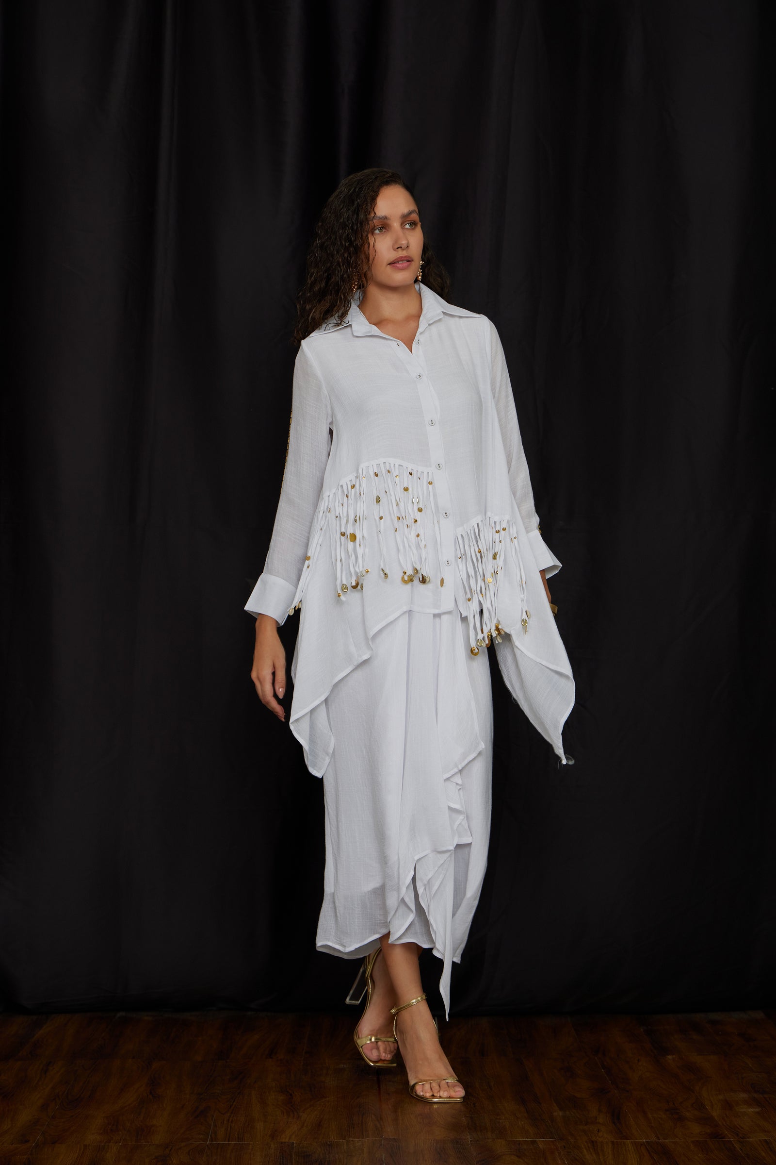 High-Low Tying Shirt Set ( ENF/23(B) )