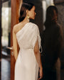 EwokeIvory Cowl Drape Dress