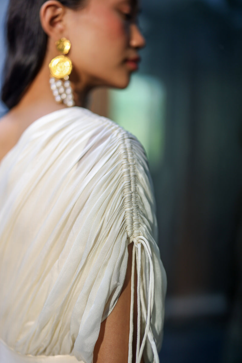 EwokeIvory Cowl Drape Dress