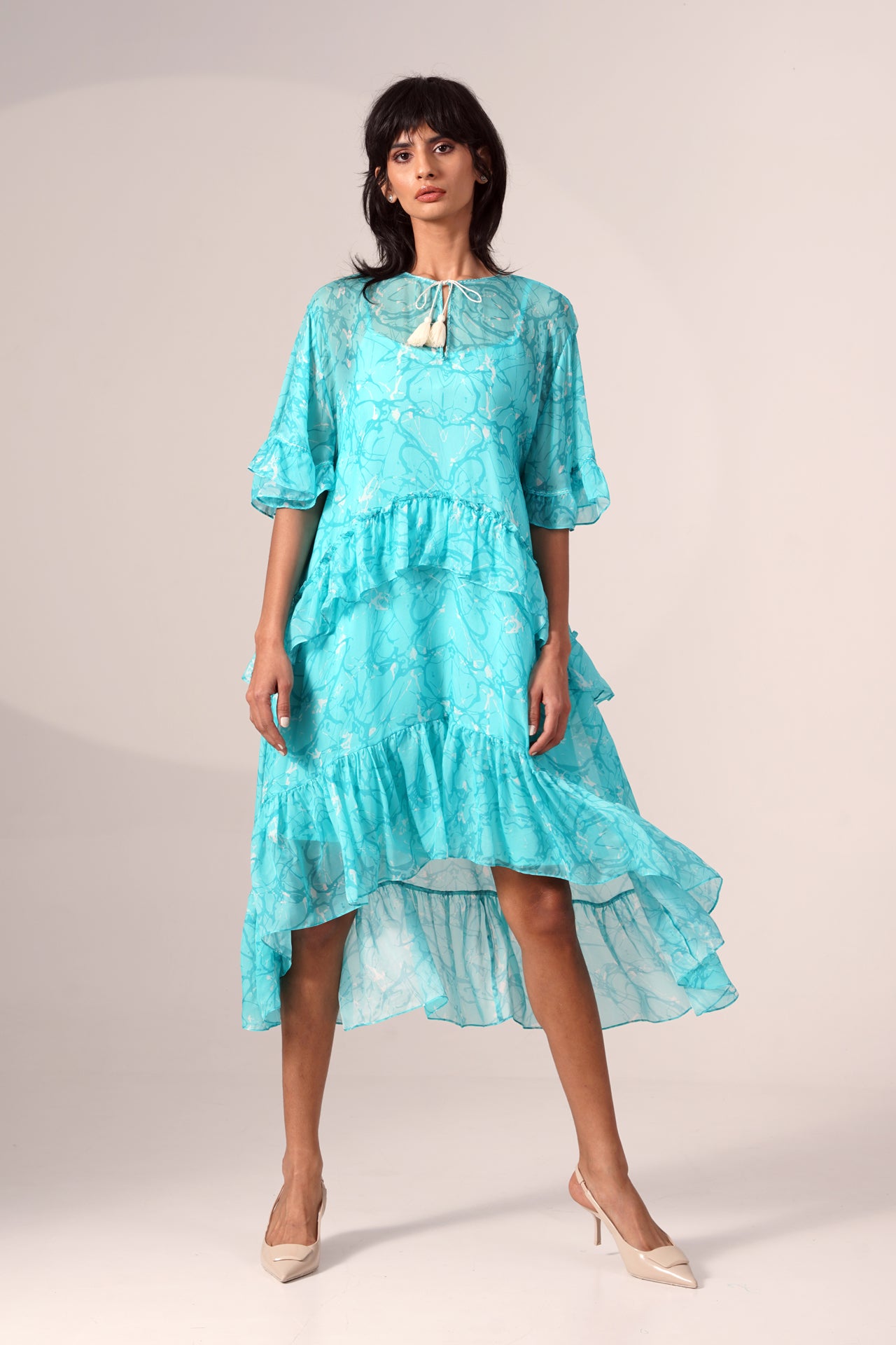 Celine - Invert Frill Dress With Slip