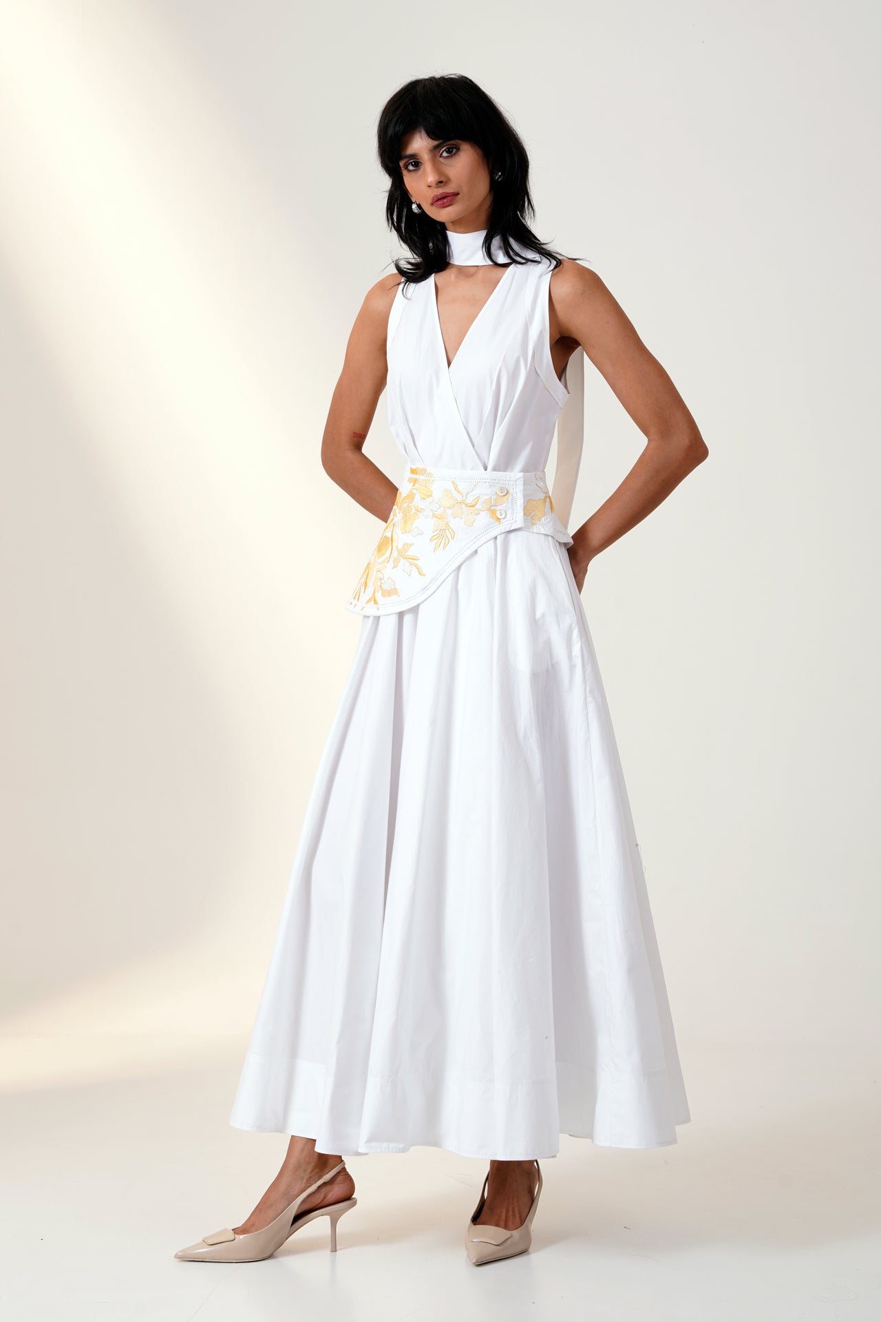 Dona - Lava Long Dress With Corset Belt