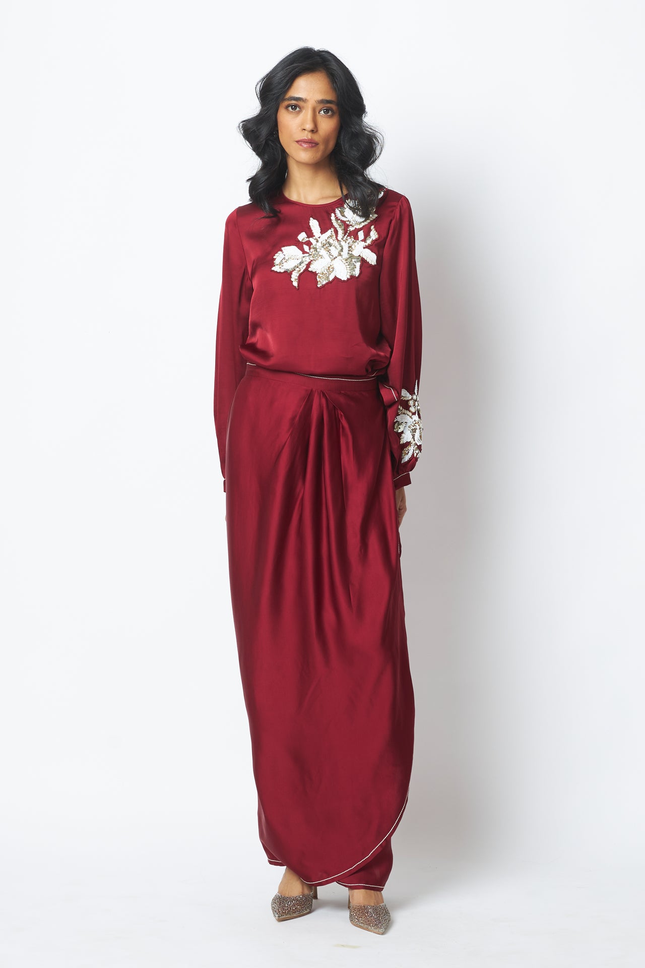 Cathy - One Piece Blouson Drape Skirt