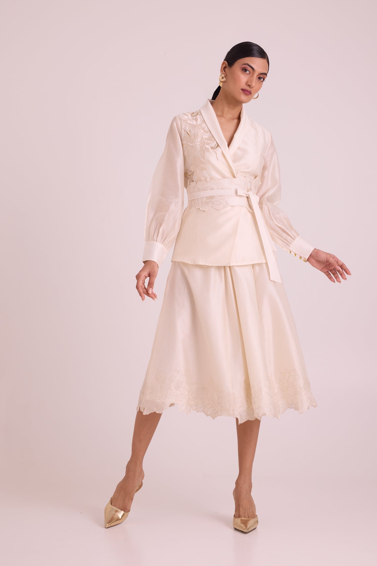 Murphy - Broach Wrap Top & Duchess Skirt