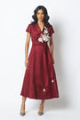 Ravena - Floral Broach Long Wrap Dress