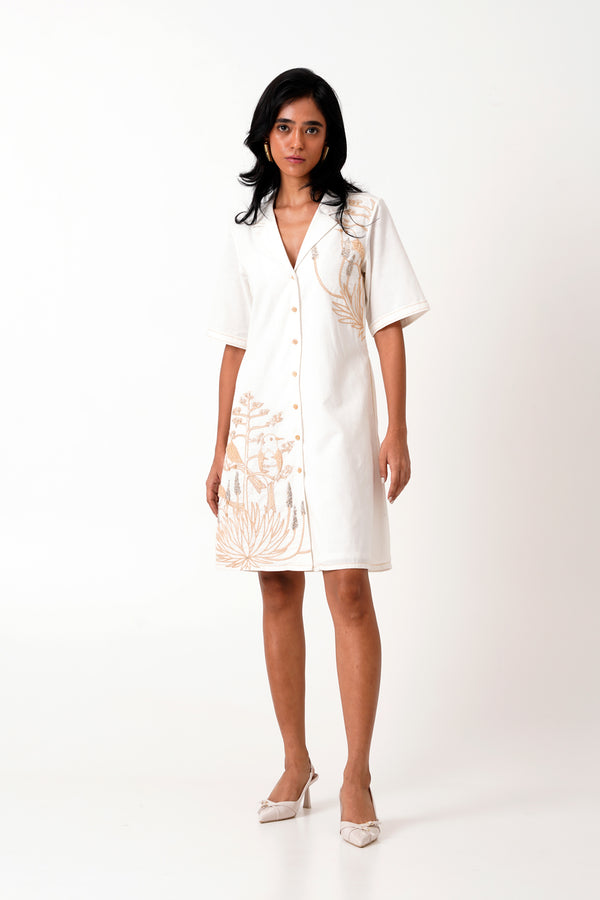 White Taiwo - Embroidered Shirt Dress