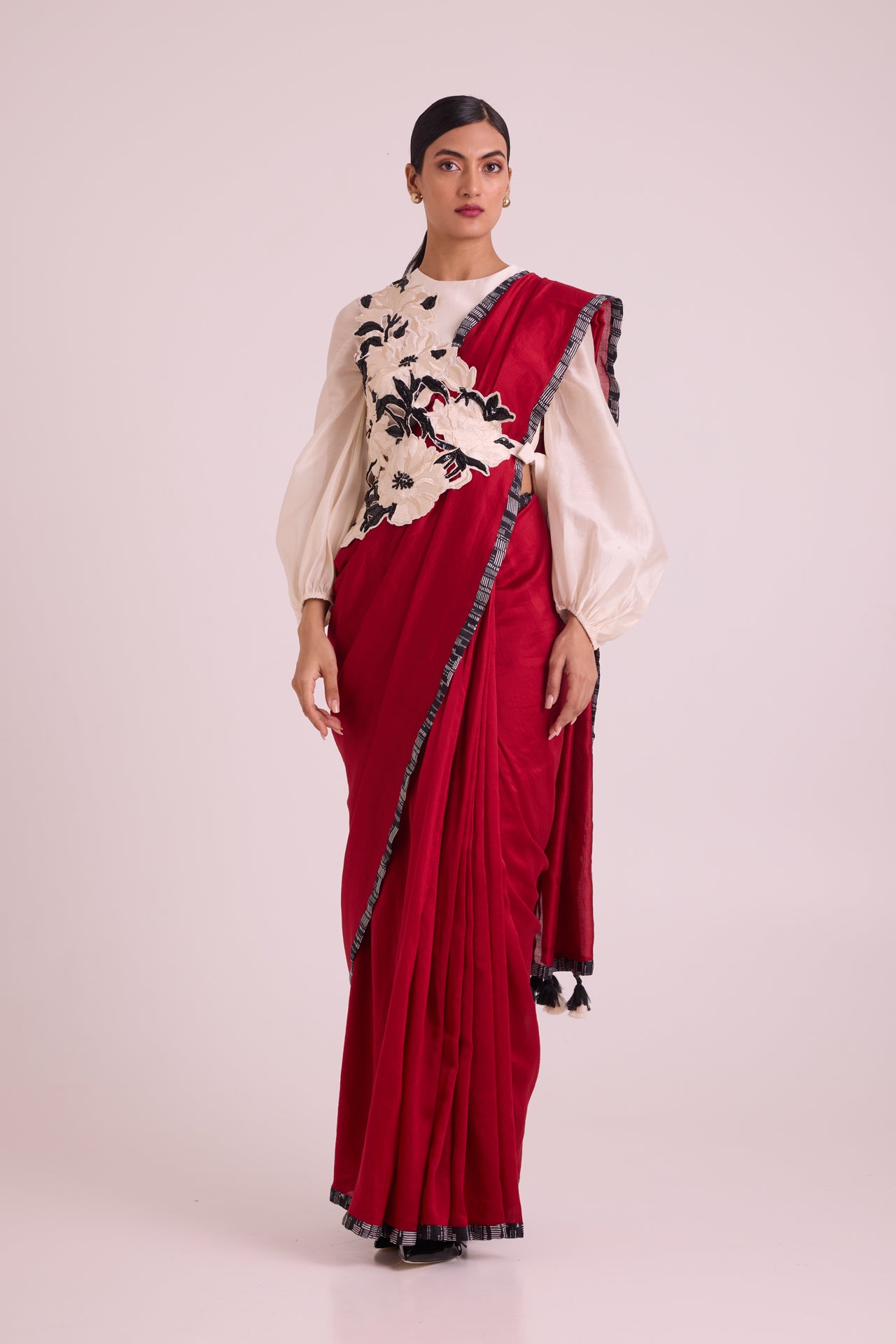 Manali - Bishop Blouse + Pre-draped Saree + Bib