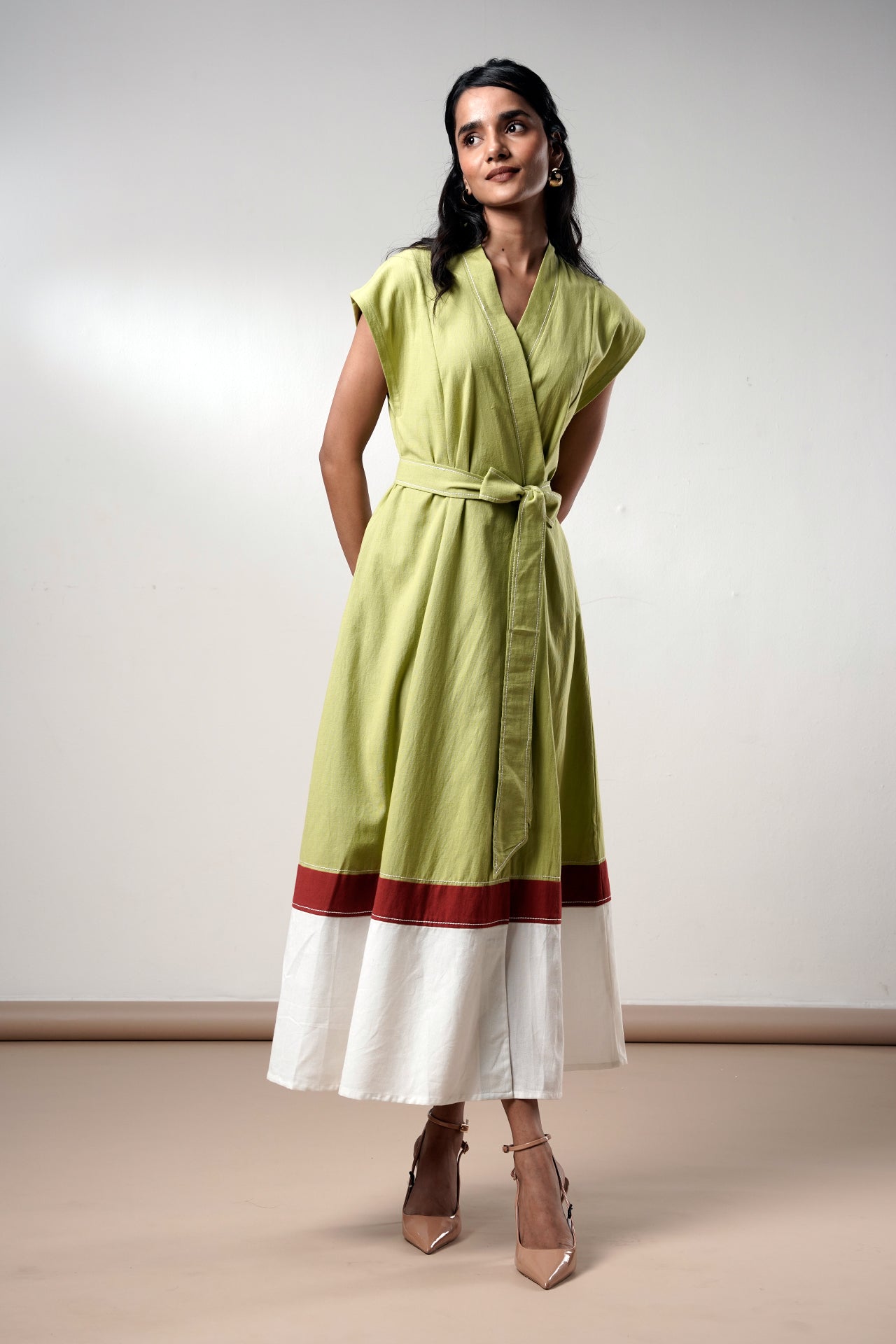 Rihana-olive-Flame Midi Dress