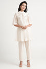 Tonal Embroidery Peplum Tunic Set