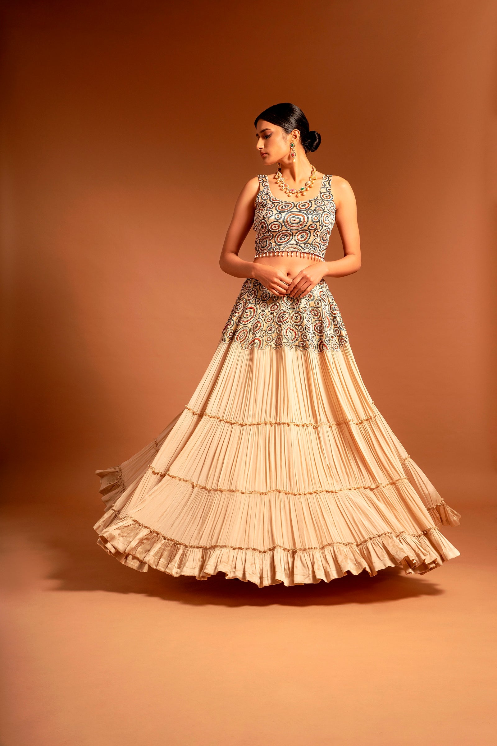 Cygni lehenga & blouse with ruffled dupatta