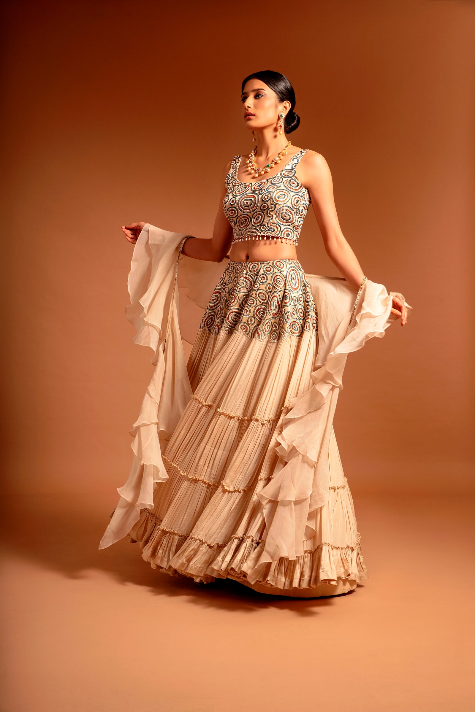 Cygni lehenga & blouse with ruffled dupatta