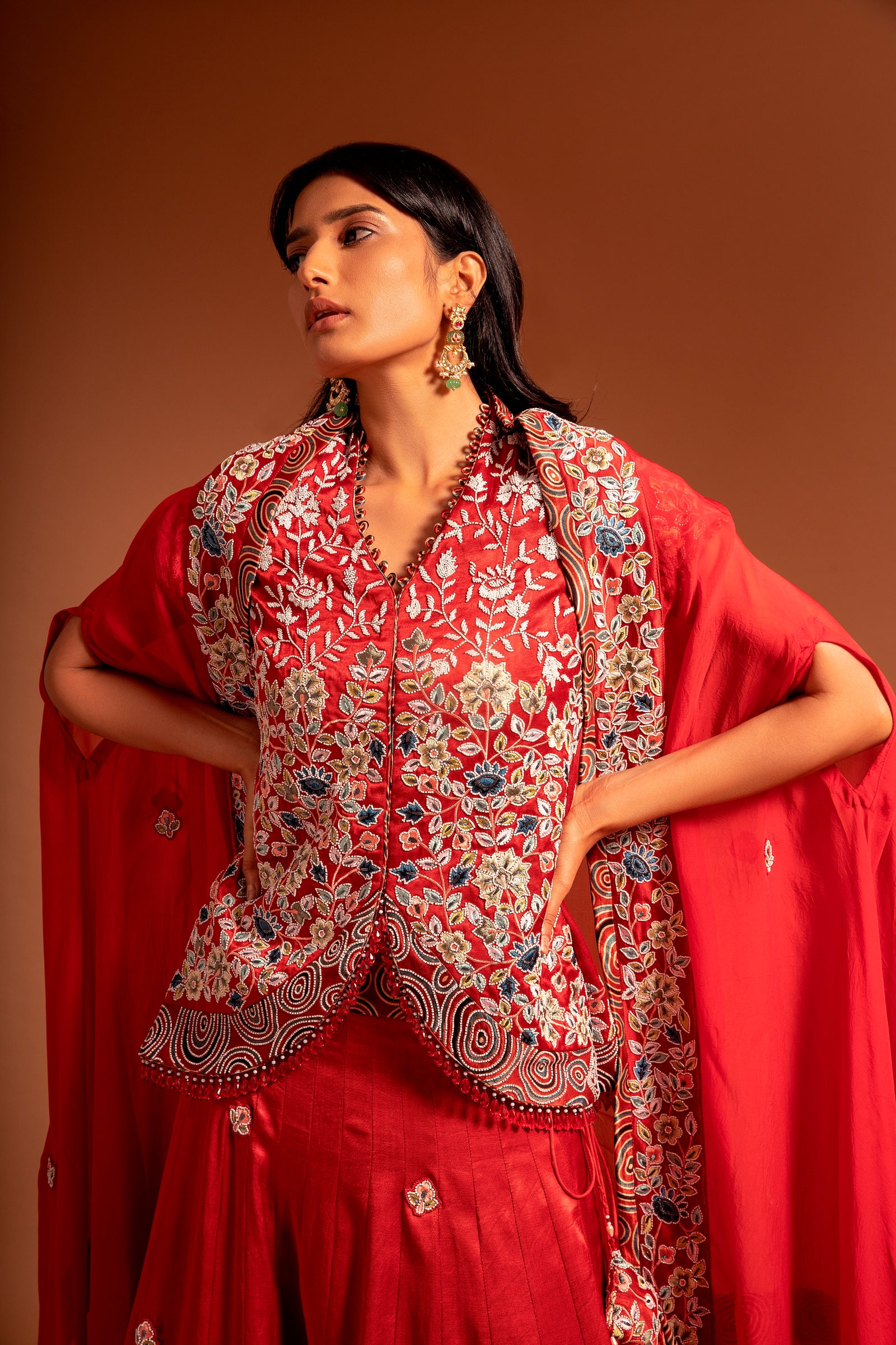 Mirzam lehenga & koti jacket with dupatta