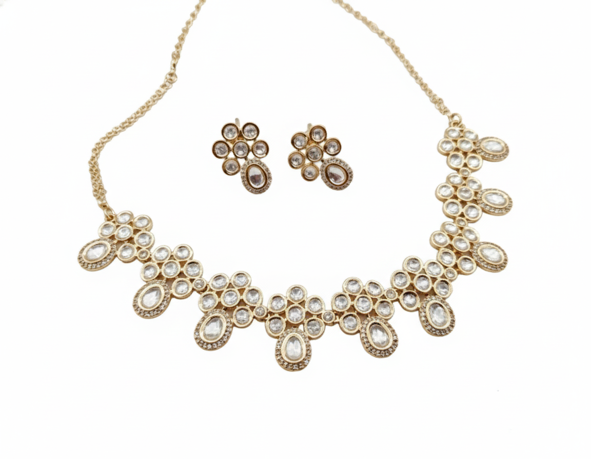 The "Crimson Bloom" Kundan & Pearl Choker Set