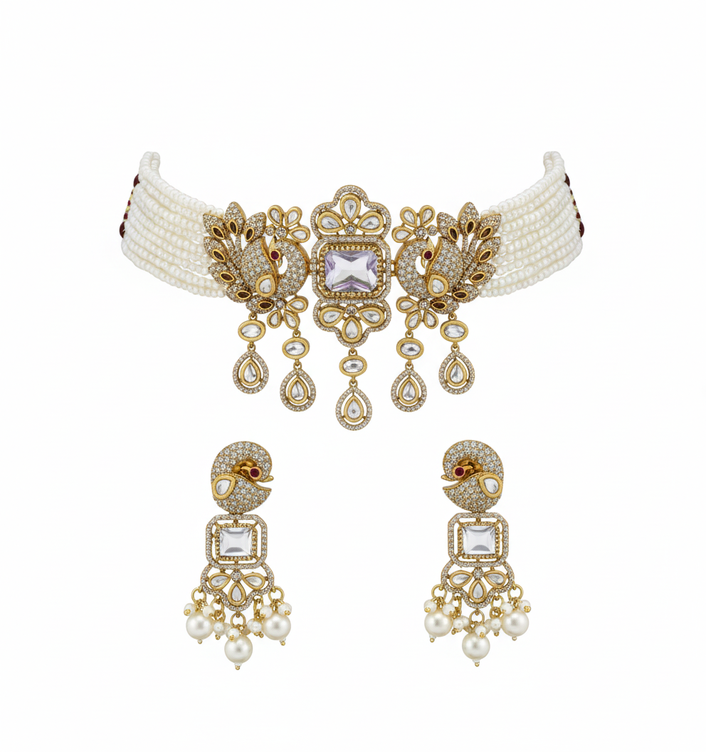 Royal Swan Pearl Choker Set