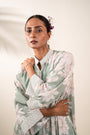 An Ocean Blue Floral Printed A-Line Patch Kali Co-Ord Set