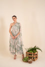 Floral Printed Ocean Blue One Shoulder Top With Palazzo Pants