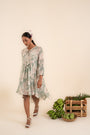 An Ocean Blue Floral Printed One Piece Embellished