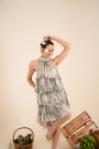 An Ocean Blue Floral Print Layered One Piece