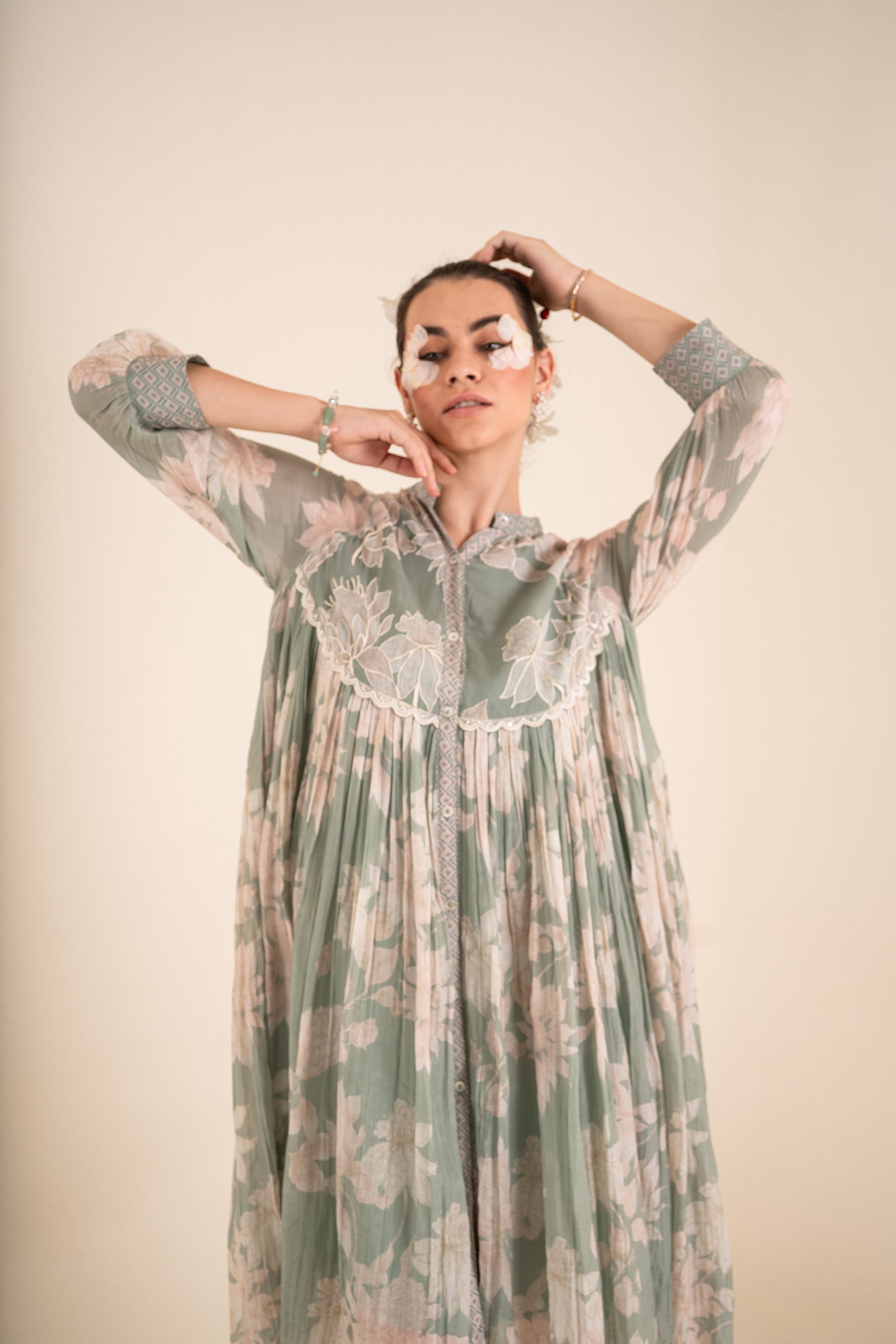 An Ocean Blue Airy Dress Crafted In Malai Chanderi