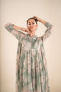 An Ocean Blue Airy Dress Crafted In Malai Chanderi