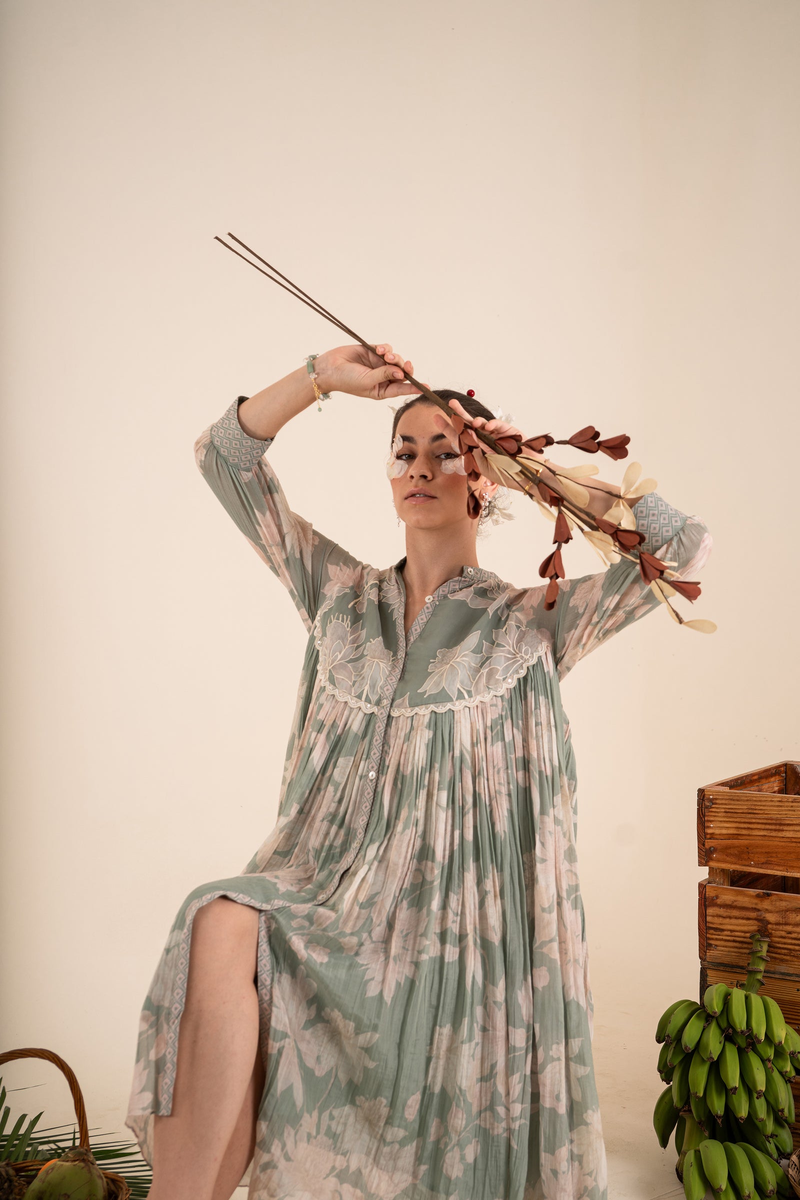 An Ocean Blue Airy Dress Crafted In Malai Chanderi