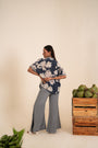 A Floral Printed Indigo Blue Co-Ord Set