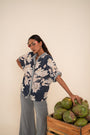 A Floral Printed Indigo Blue Co-Ord Set