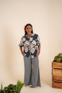 A Floral Printed Indigo Blue Co-Ord Set