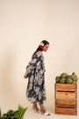 Indigo Blue Printed One Piece Embellished