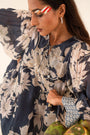 Indigo Blue Printed One Piece Embellished