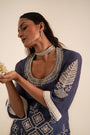 An Indigo Blue Sharara Set Embellished With Aari Work