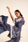 An Indigo Blue Sharara Set Embellished With Aari Work