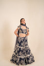 A Flowery Printed Layered Lehenga Set