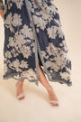 An Indigo Blue Floral Printed Pleted Shirt Dress