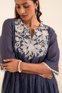 Indigo Blue Peplum Set With Patch Work