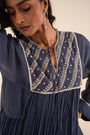 A Kurta Set In Indigo Blue With Aari Work