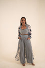 An Indigo Blue Floral Print Jacket Set
